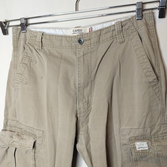 Levis Loose Straight Khaki Cargo Pants 36 x 35 Relaxed Baggy - Picture 7 of 16